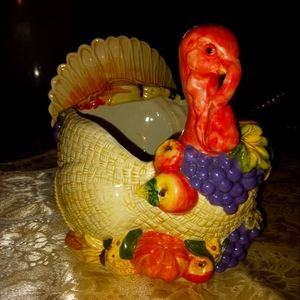 SOLD.....Ceramic Turkey centerpiece
